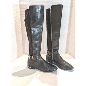 Michael Kors Hamilton Black Leather Stretch Tall Riding Boots Women's Size 8.5M